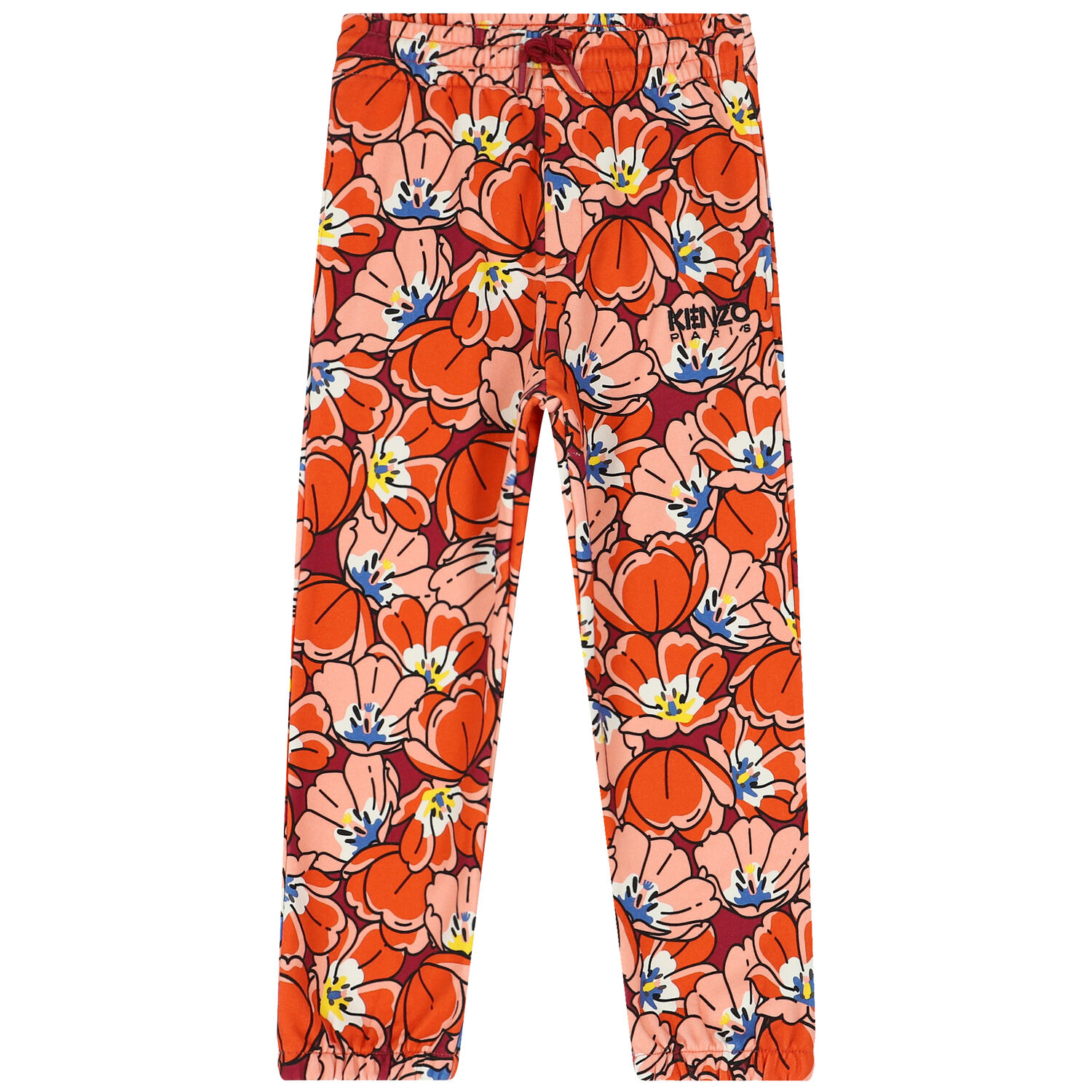 Girls Orange Floral Joggers, 1, hi-res